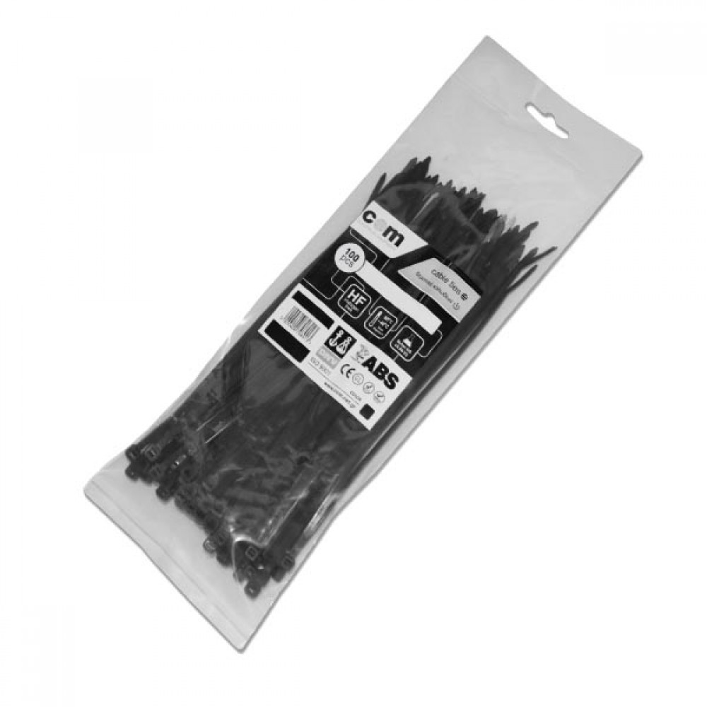 Δεματικά καλωδίων  Μαύρα 3.6 x 250mm 100τεμ/Συσκ COM